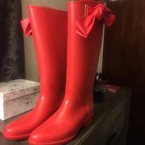 Red rain boots